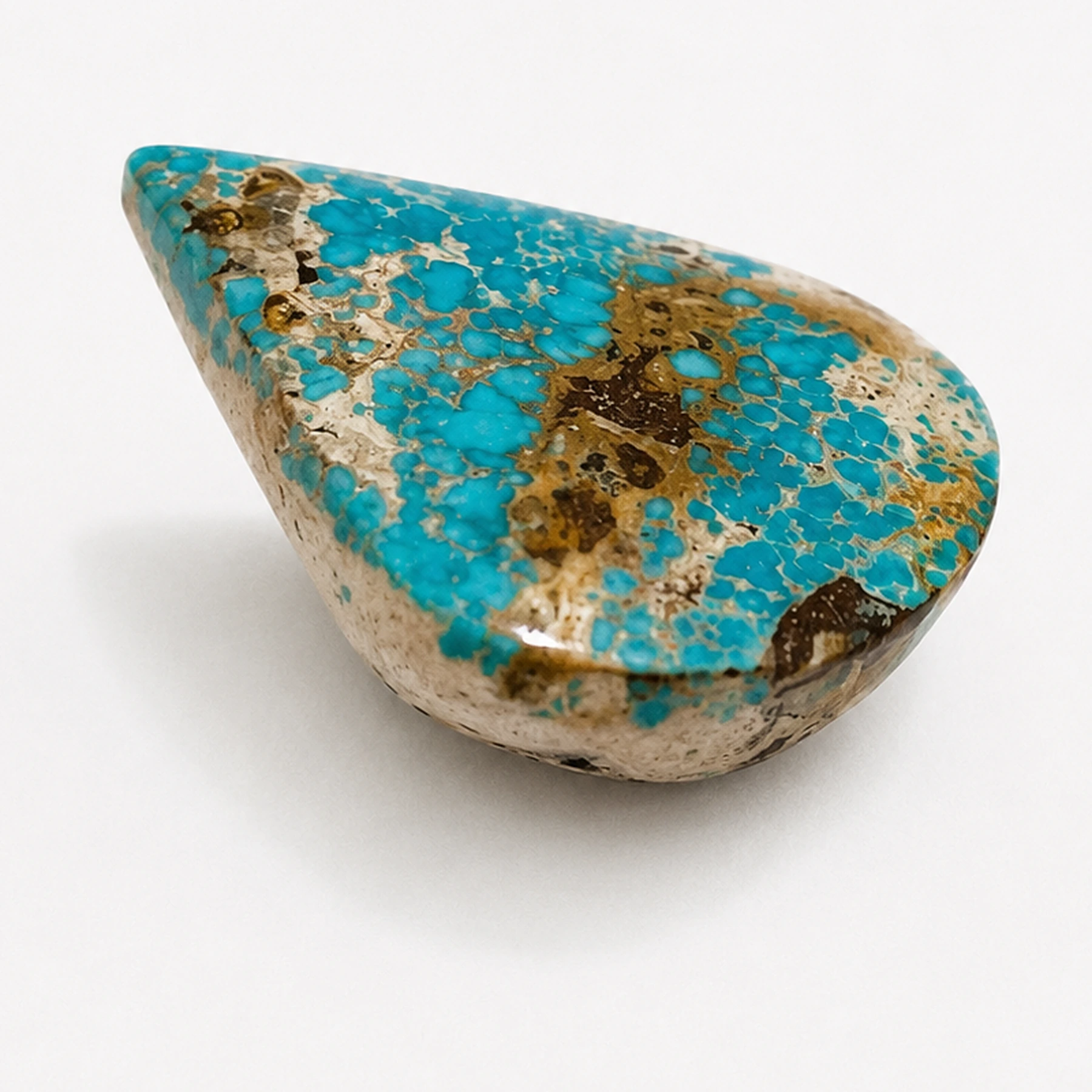 NEYFI 1001 natural Neyshabur turquoise teardrop, angled front view