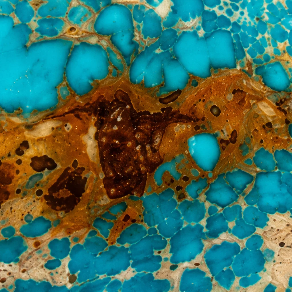 Macro detail of the matrix in NEYFI 1001 natural Neyshabur turquoise