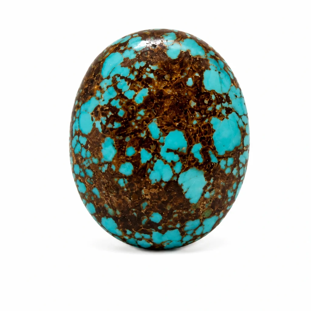 NEYFI 1002 natural Neyshabur turquoise oval cabochon, front view