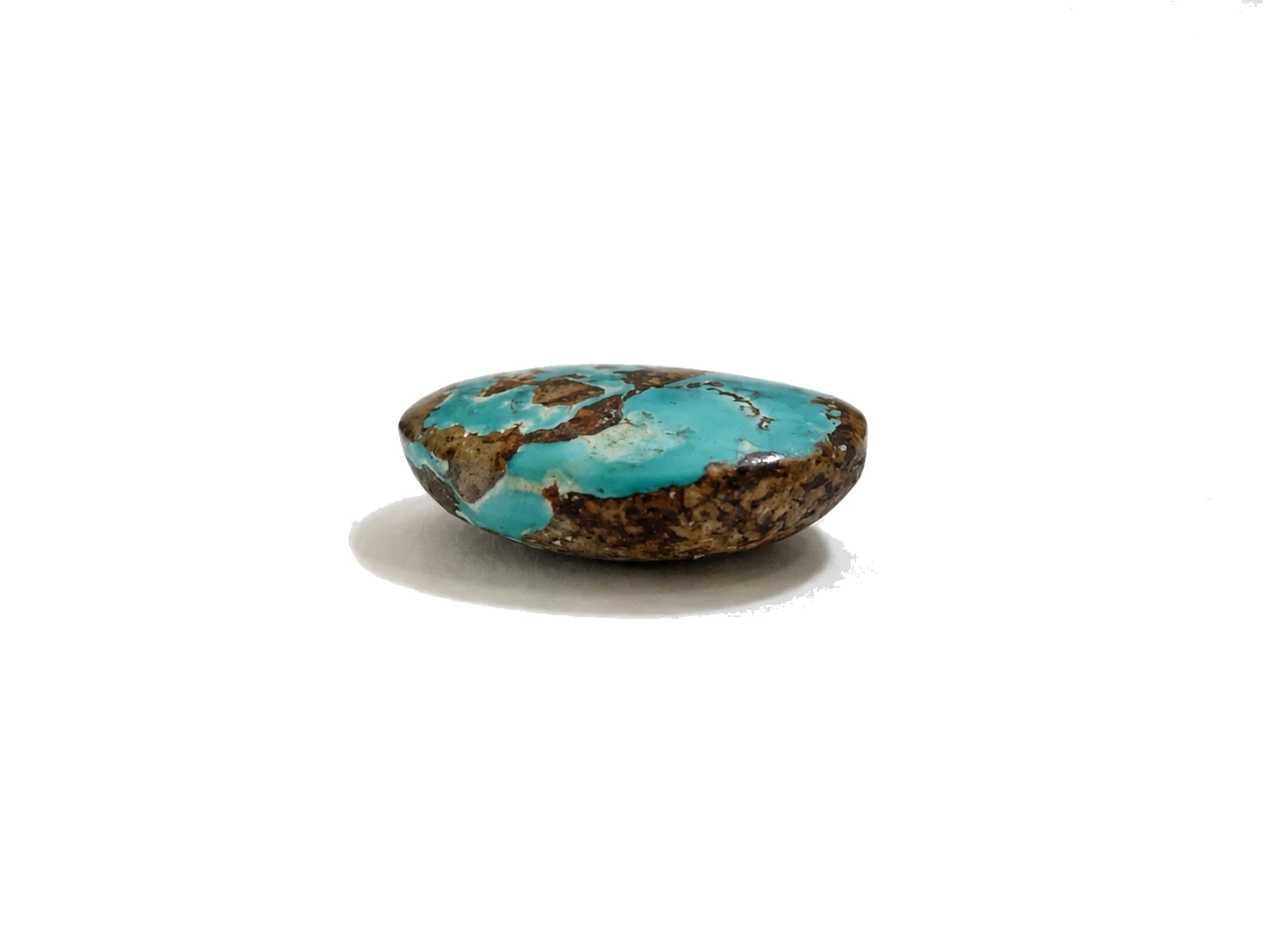 NEYFI 1003 Neyshabur turquoise low-dome oval cabochon, side view C