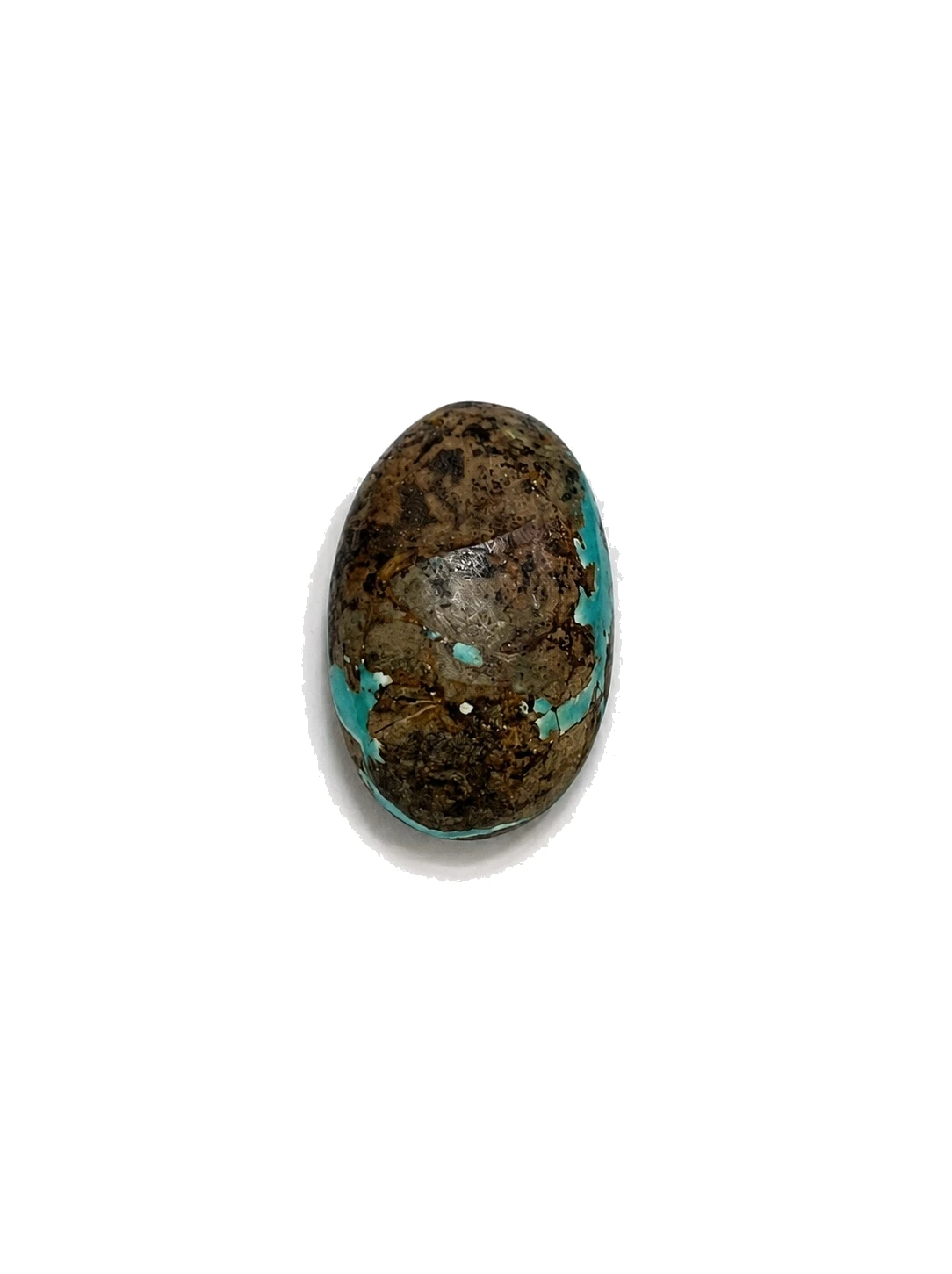 NEYFI 1003 Neyshabur turquoise low-dome oval cabochon, reverse view