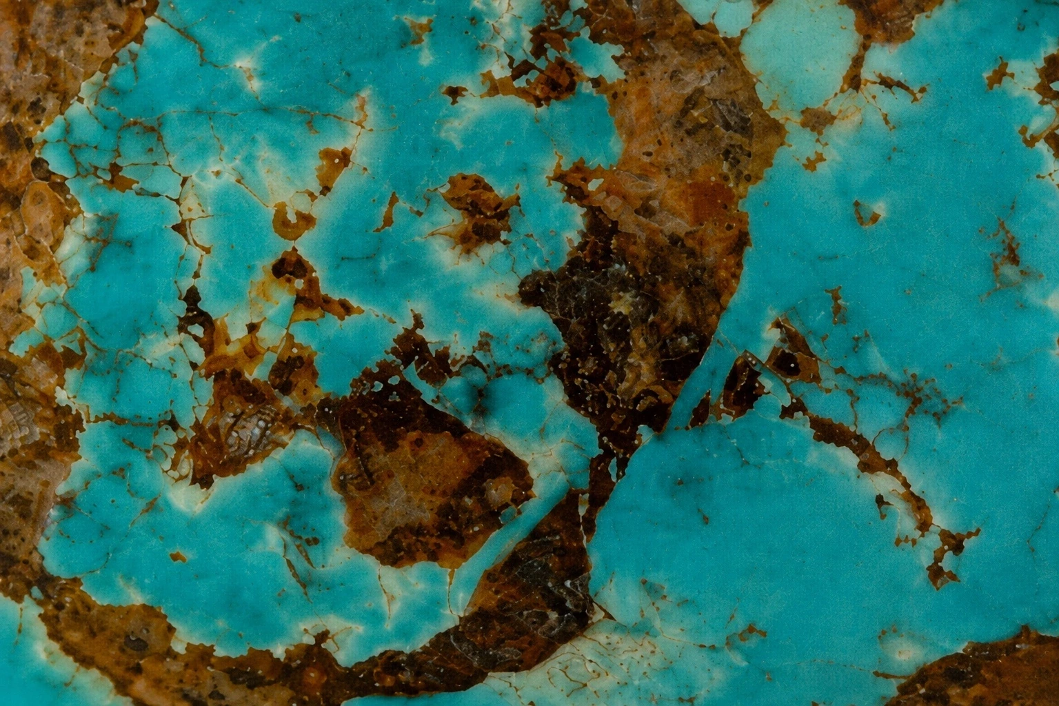 NEYFI 1003 Neyshabur turquoise low-dome oval cabochon, matrix macro view