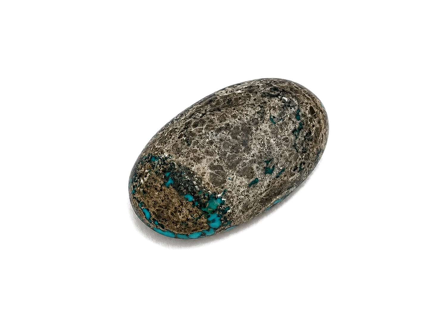 NEYFI 1004 natural Neyshabur turquoise elongated oval cabochon, reverse view