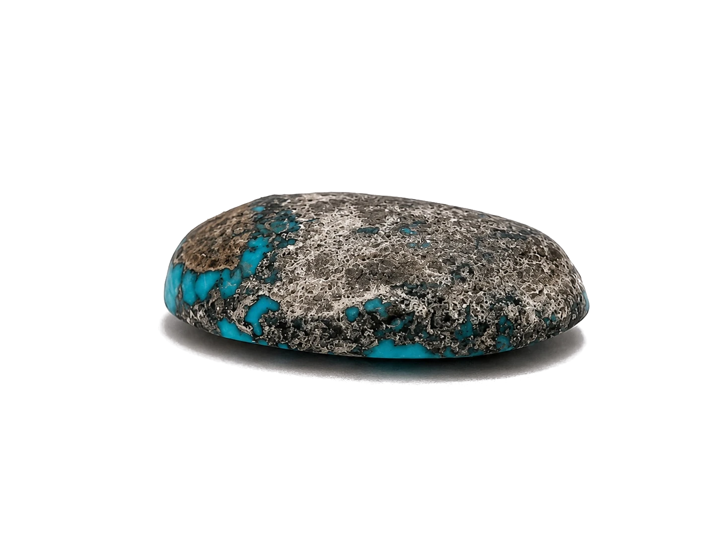 NEYFI 1004 natural Neyshabur turquoise elongated oval cabochon, second profile view