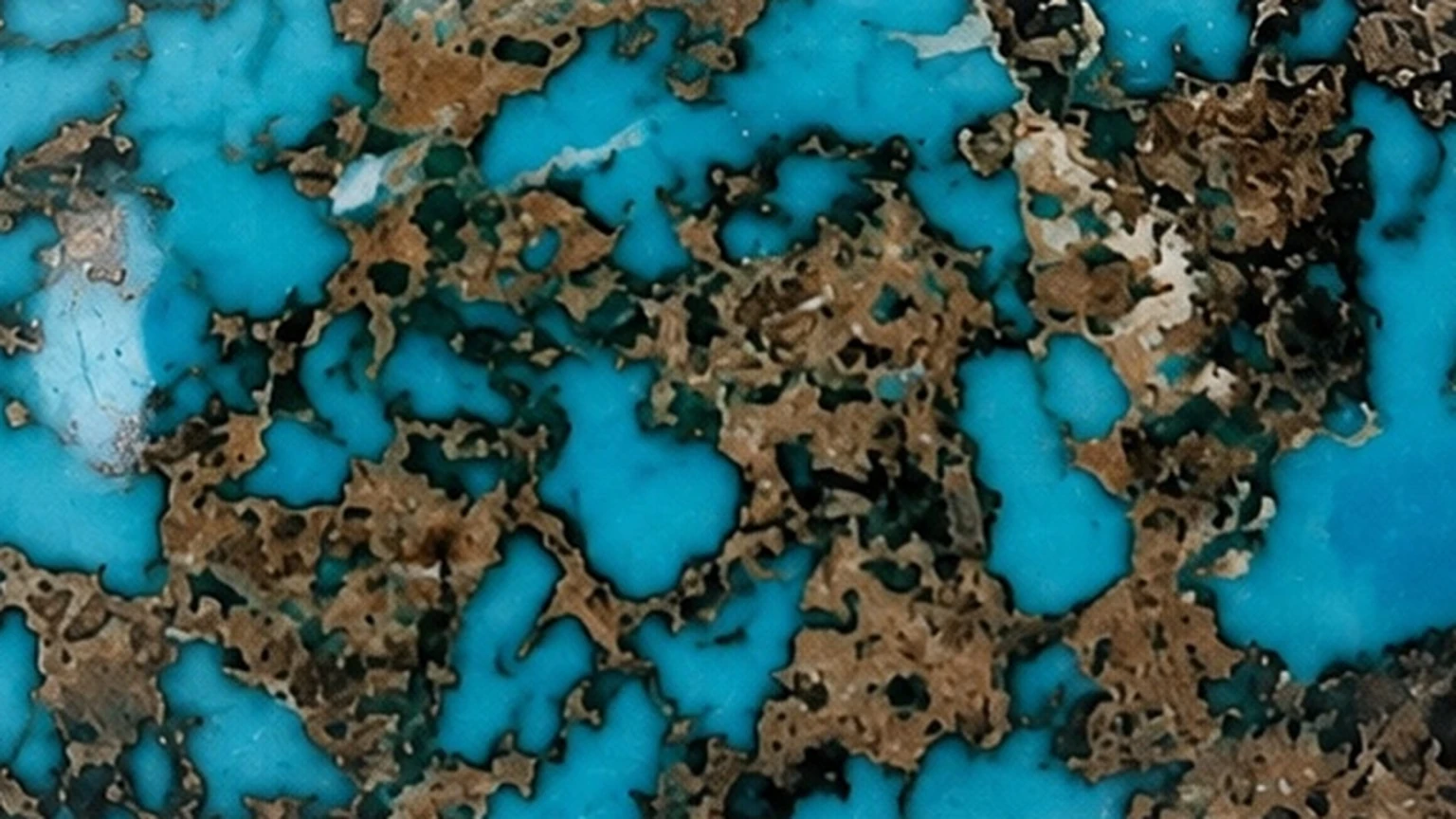 Macro detail of the vivid blue-cyan cellular matrix in NEYFI 1004 natural Neyshabur turquoise