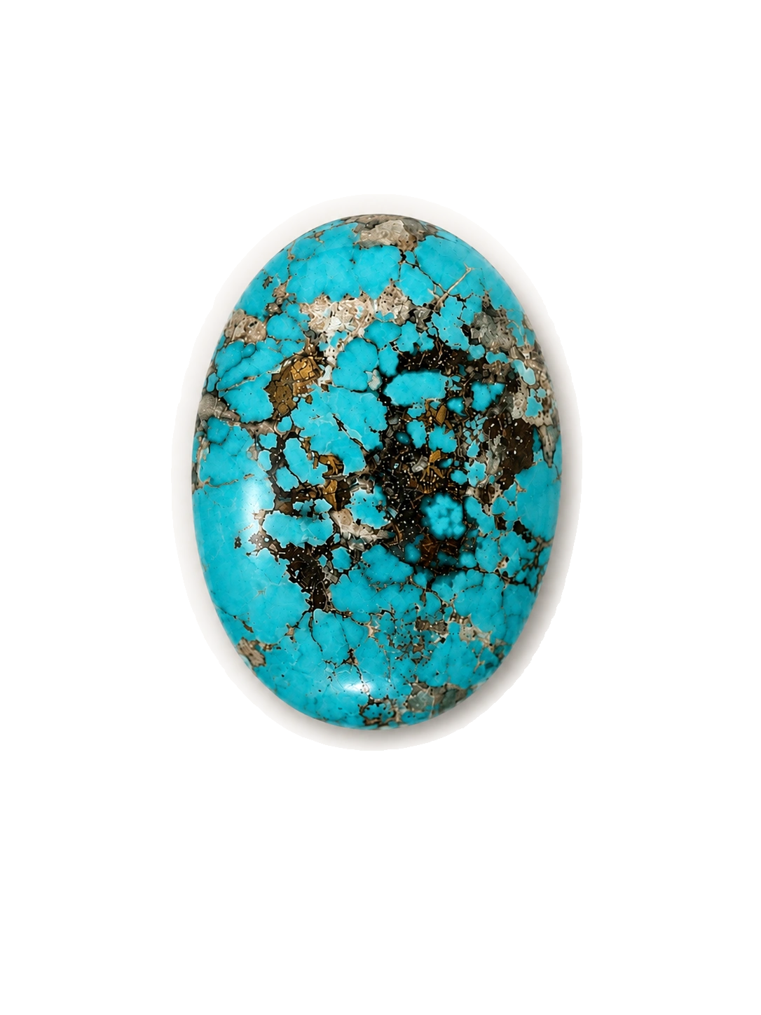 NEYFI 1005 natural Neyshabur turquoise oval low-dome cabochon, front view