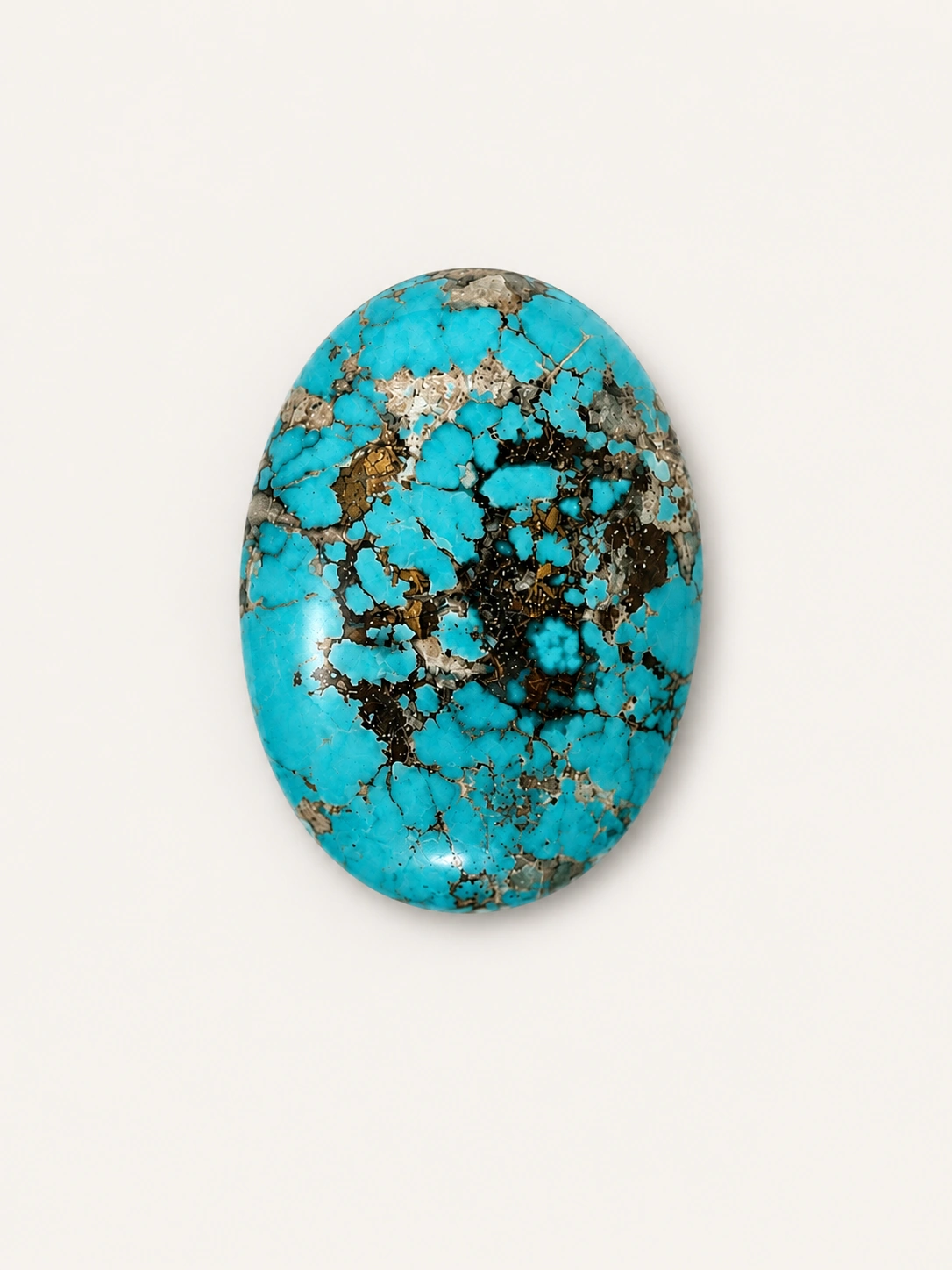 Front documentary view of NEYFI 1005 loose oval turquoise cabochon