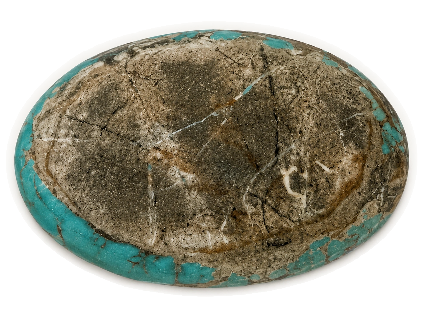 NEYFI 1005 natural Neyshabur turquoise oval low-dome cabochon, reverse view