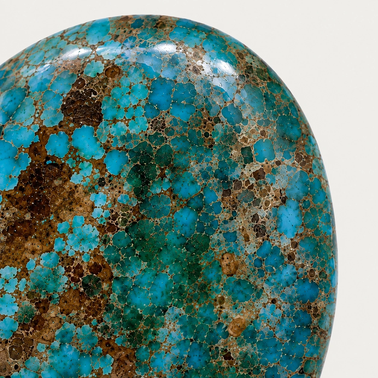 Macro detail of NEYFI 1006 natural Neyshabur turquoise cellular matrix