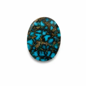 Persian Turquoise Dense Spiderweb Cabochon — NEYFI 1009, front view