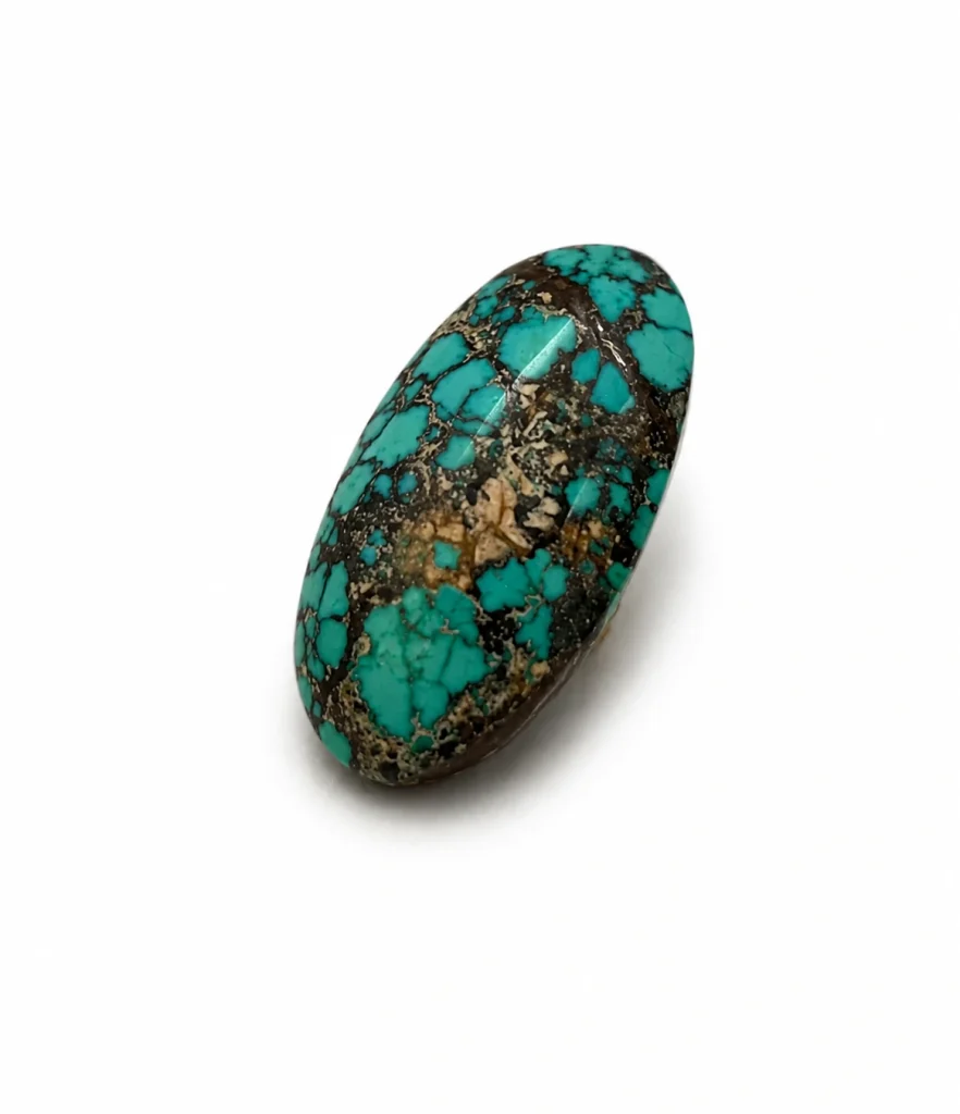 Persian Turquoise Double-Sided Oval Cabochon — NEYFI 1010, front view