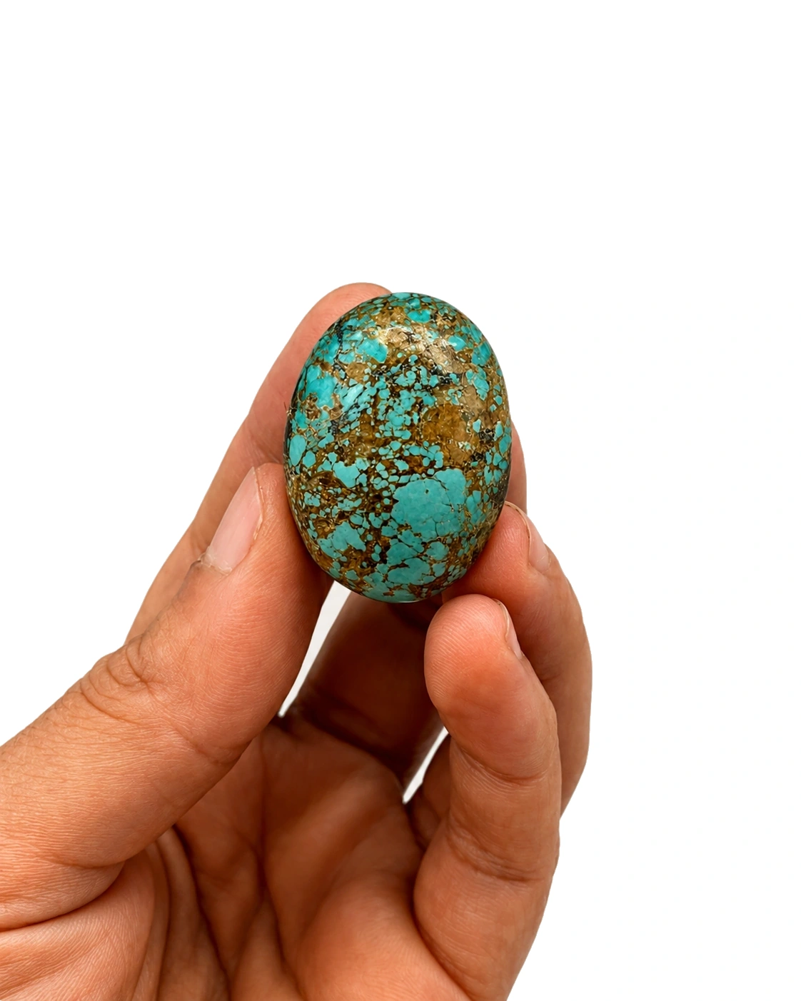 NEYFI 1011 natural Neyshabur turquoise, close hand-held view