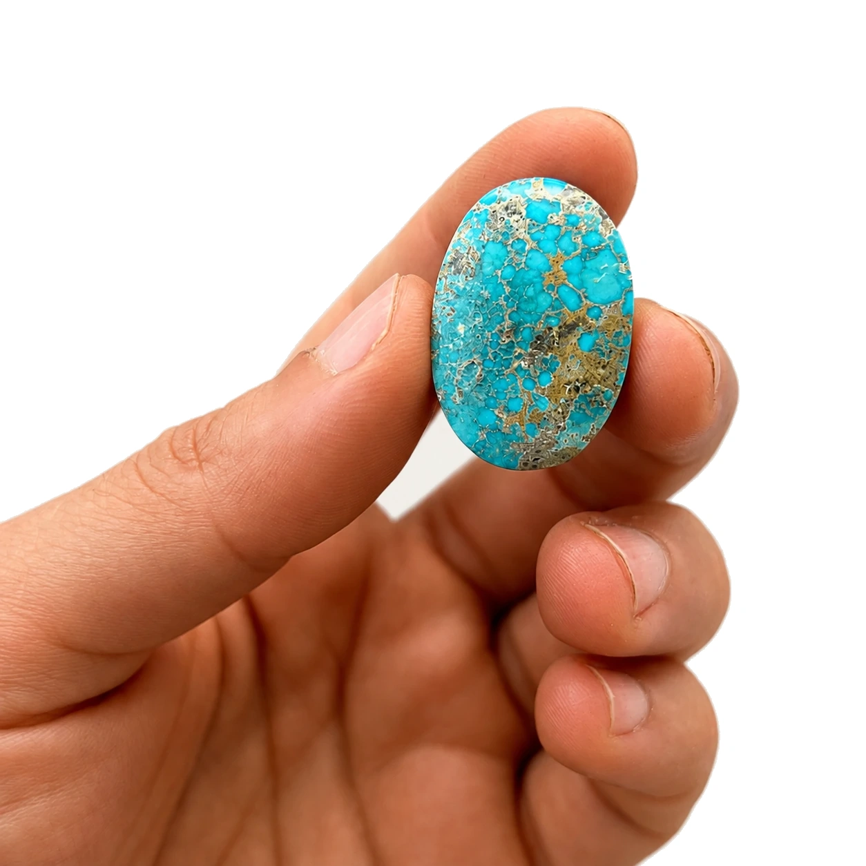NEYFI 1012 natural Neyshabur turquoise, close hand-held view