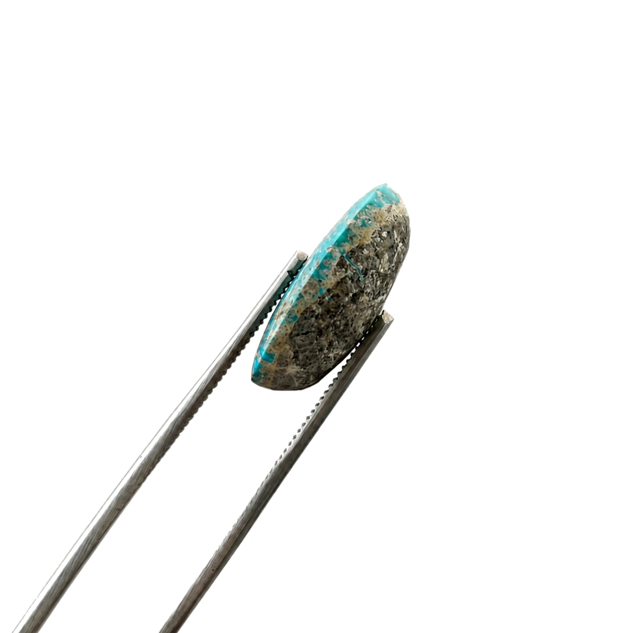 NEYFI 1012 natural Neyshabur turquoise, tweezers profile view